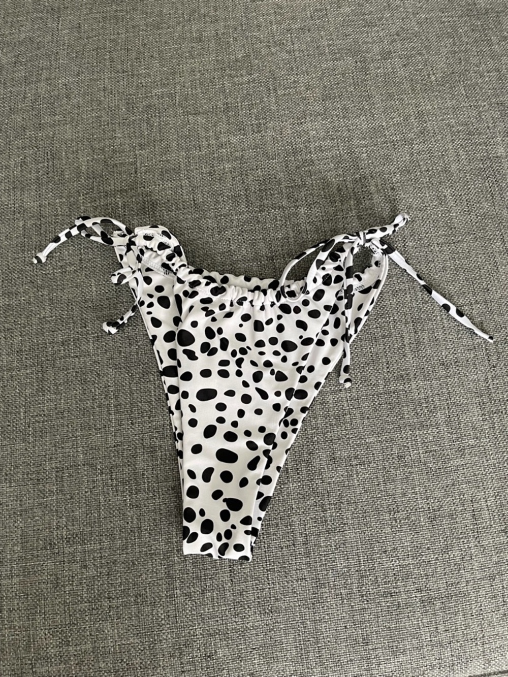 SHEIN Black & White Spot Tie-Side Bikini Bottoms
